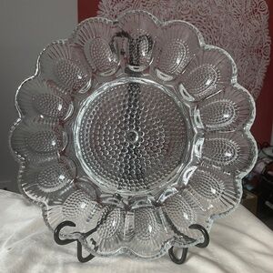 Indiana Glass Co., Hobnail Deviled Egg Platter 15 Holder Made In The 1960s
